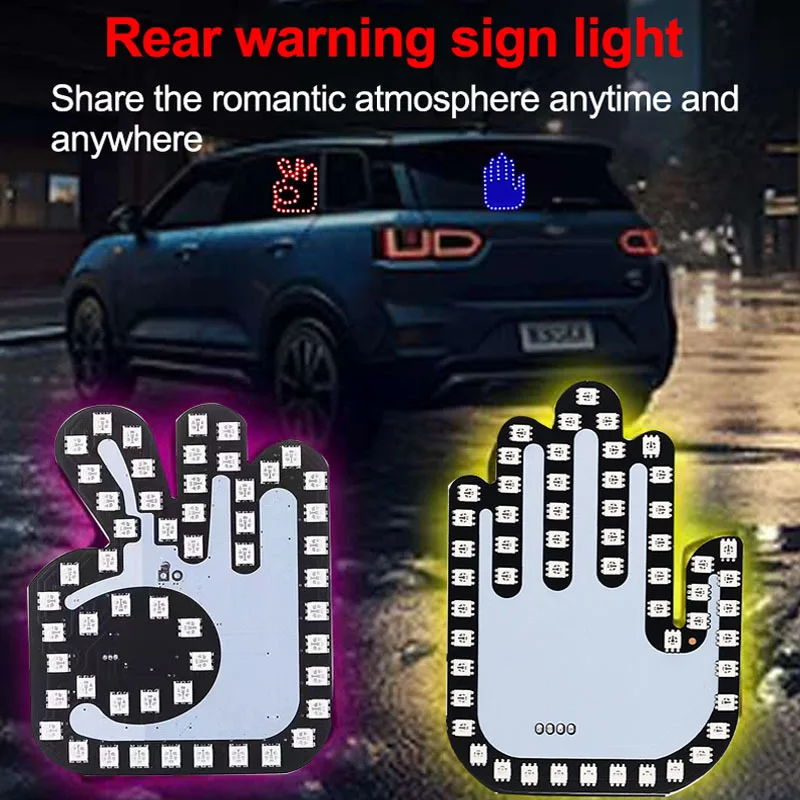 

Car mounted LED panel finger gesture light multifunctional warning and rear end collision prevention interactive prompt light