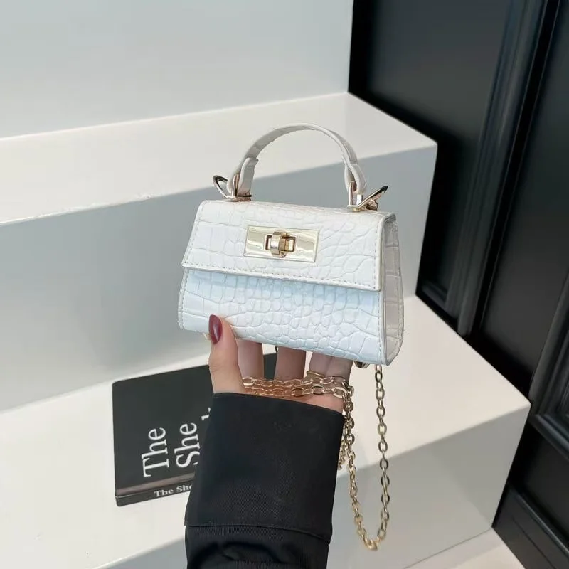Bolso de mano pequeño y moderno con estampado en relieve para mujer, con cierre dorado, asa para llevar al hombro, correa desmontable y asa superior, un bolso bandolera adorable.
