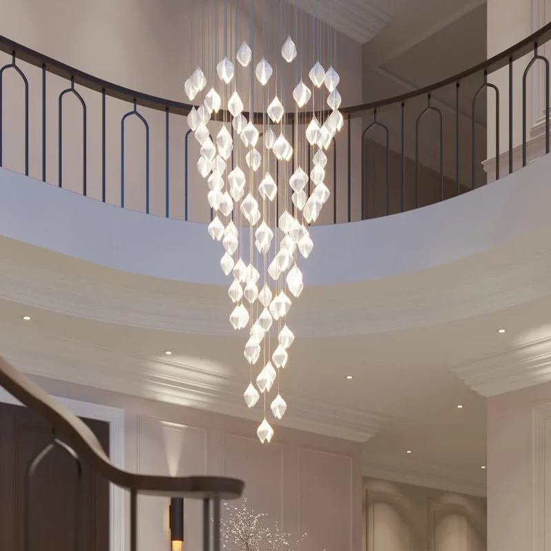 

Nordic minimalist ceramic magnolia designer staircase bedroom bedside petal chandelier