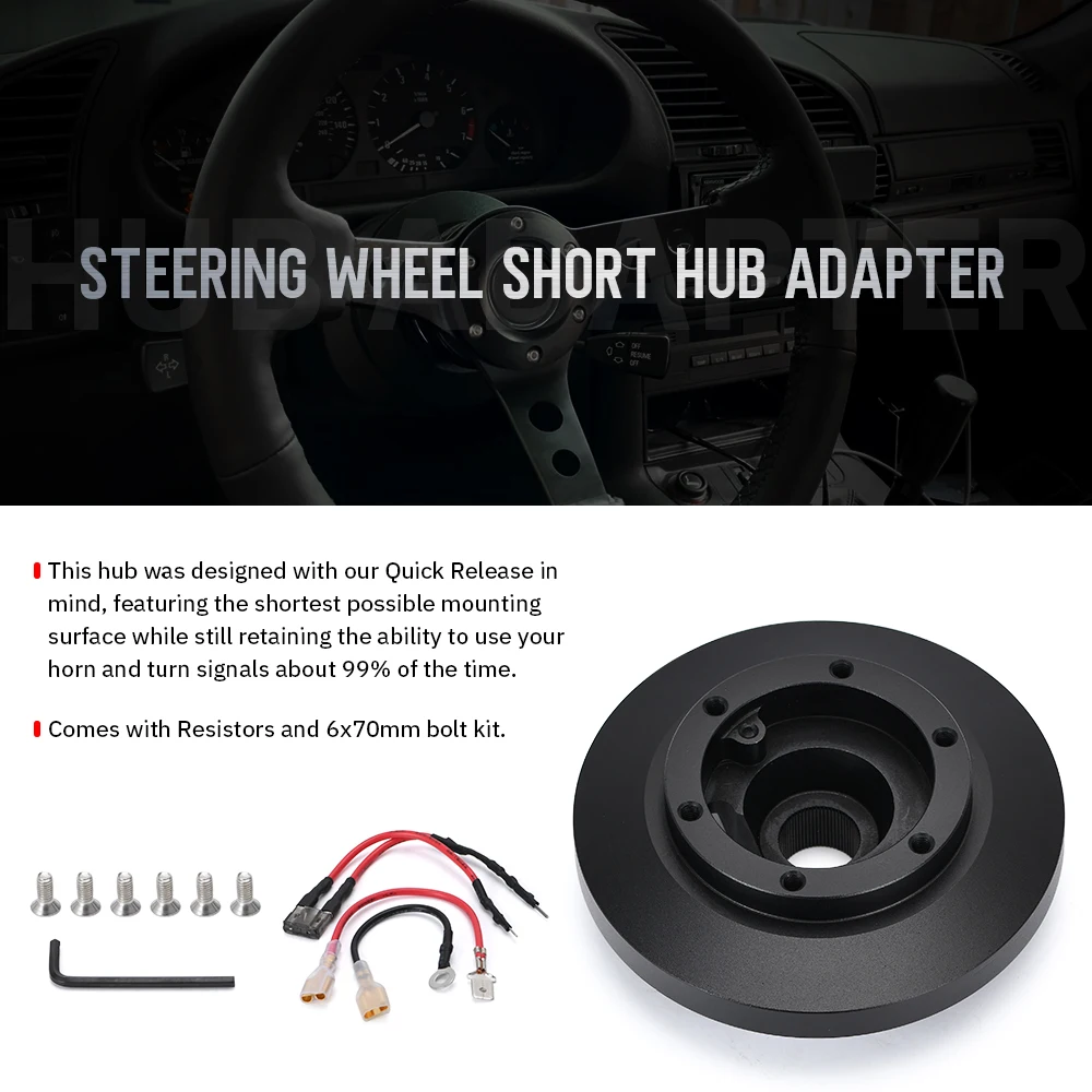 Steering Wheel Short Boss Hub Adapter Kit Black Aluminum Quick Release Hub Adaptor Kit for BMW E36 318 325 328 840 850 E39 M3 Z3