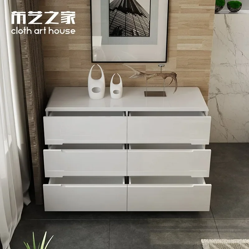 Painted six-bucket cabinet Modern simple storage cabinet Bedroom light luxury four-five-bucket cabinet Multi-drawer locker Whole