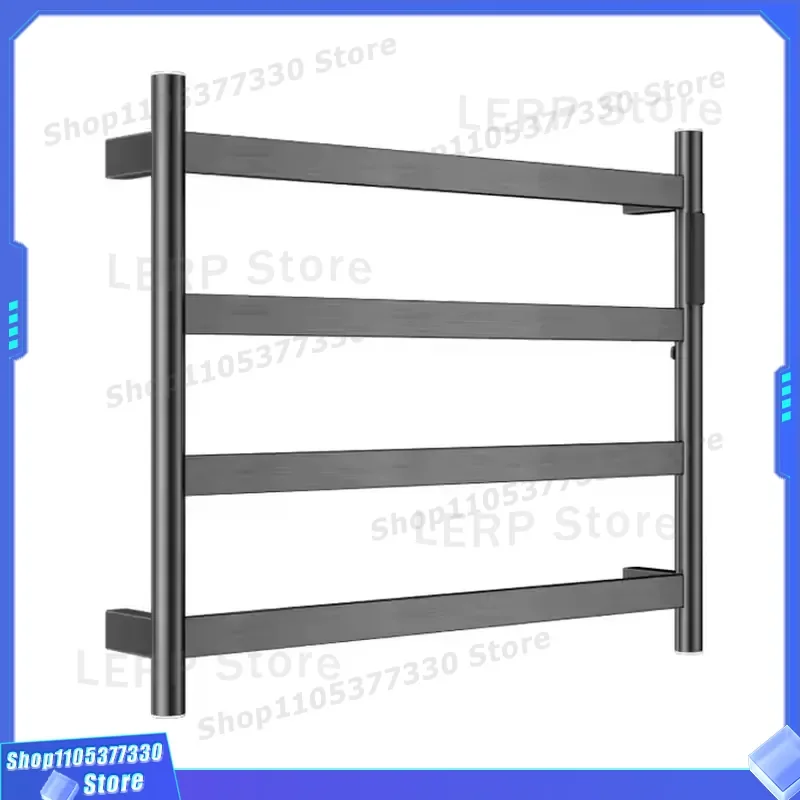 304 Stainless Steel Electric Heated Towel Rack Wall Mounted Gray Ladder Style Modern Bathroom Warmer for Home Decor Gray Wall
