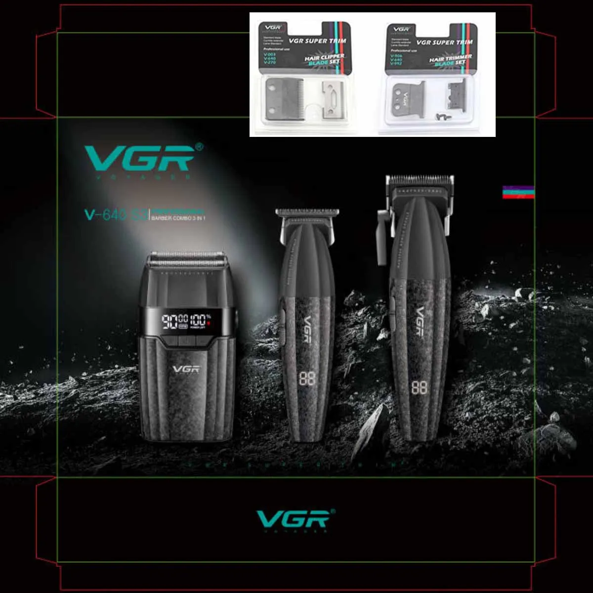 VGR Haarschneider Verbessert Professionelle Haarschneidemaschine Bester Kabelloser Haarschneider Bestseller Elektrische Haarschneidemaschine Schnäppchen 9000 U/min Einstellbar Haarschneider für Männer