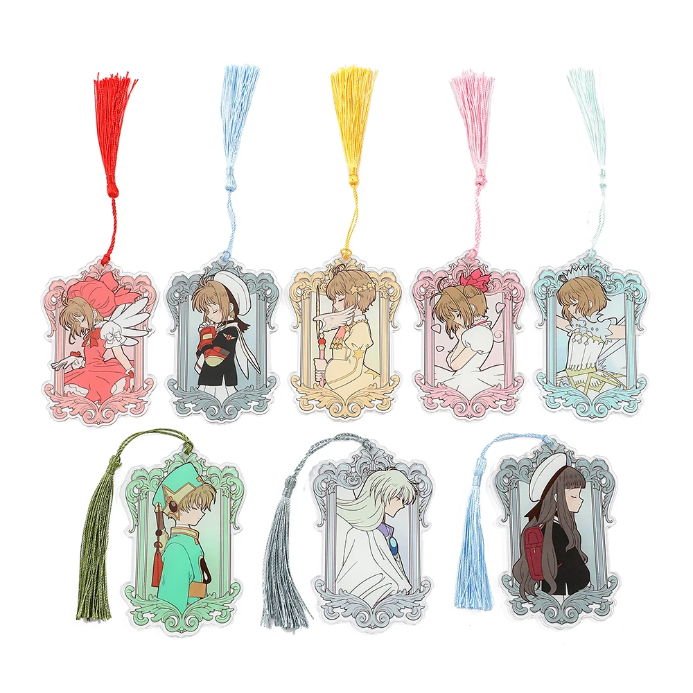 Anime Cards Captor Sakura Figure Acrylic Bookmark with Tassel Creative Room Party Decor Drop Charms Card Collection Gift for Fan