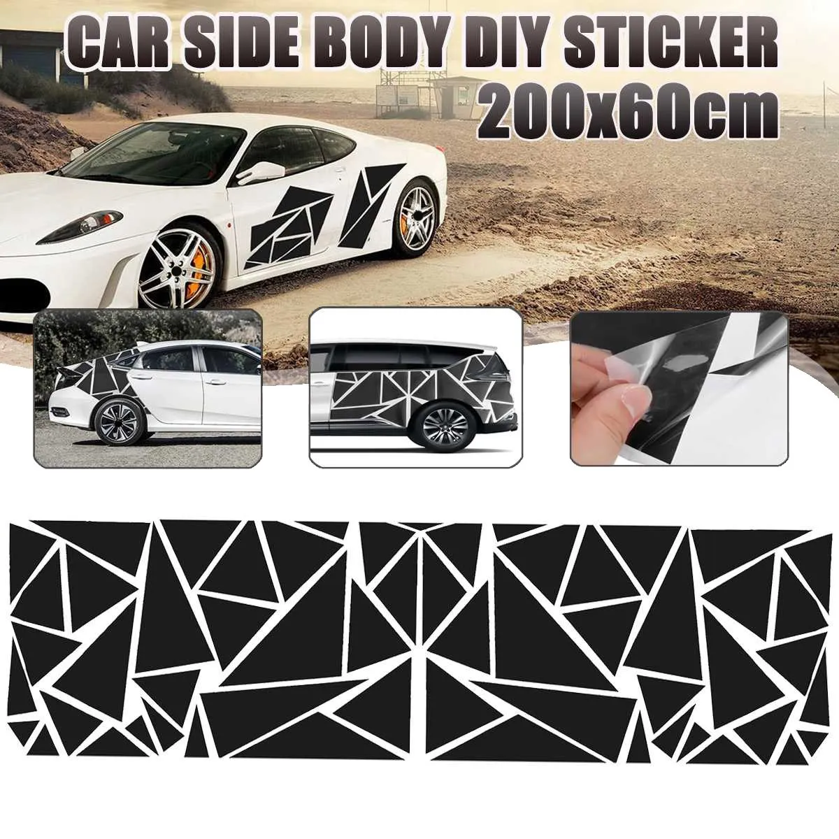 200X60cm Car SUV Truck Universal Triple-cornereds Car Body Stickers Vinyl Decal DIY Decoration