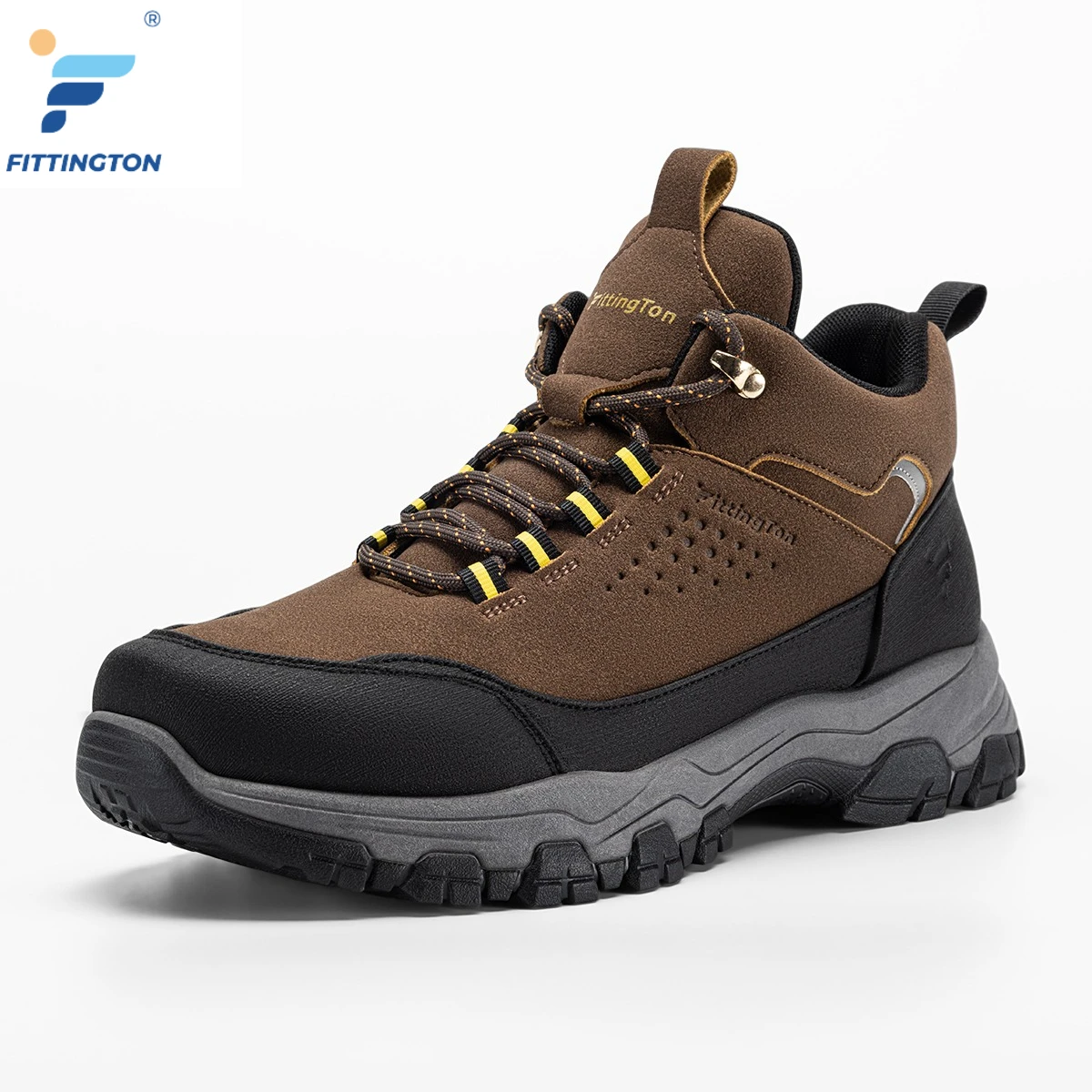 Fittington Men's Hiking Boots Outdoor Water-resistant Mid-top Trekking Boot Autumn Winter Casual Comfort Hiking Shoes for Men