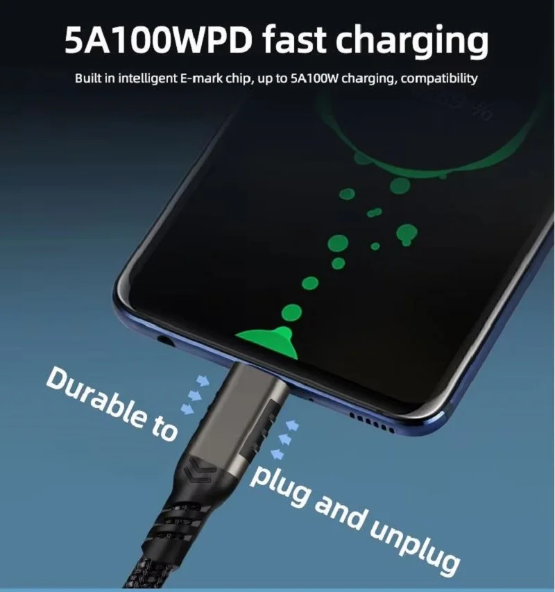 كابل Hannord USB C 3.2 Gen 2 من النوع C إلى USB C 4K@60HZ 20Gbps VR كابل PD 5A 100W سلك شحن سريع لجهاز Macbook Pro SSD Quest1/2 #4