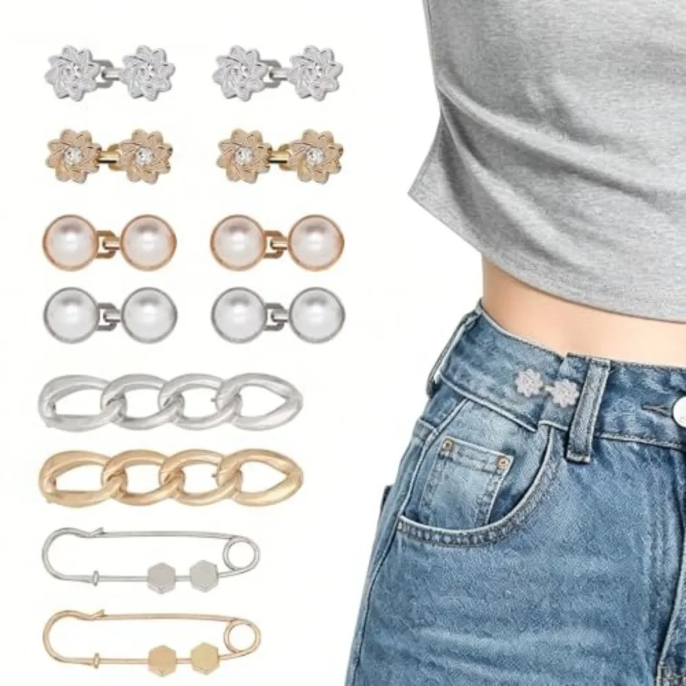 6/8/10/12/16pcs Metal Waist Tightener Flower Butterfly Shape Adjustable Jean Waist Pin No Sewing Waistband Cincher for Skirts