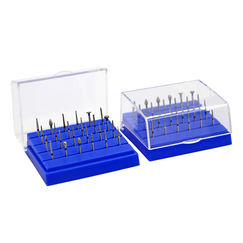 JINGT Dental 24-Hole Car Needle Box High-Speed Plastic Band Built Rack  Bur High Speed Placement Holder With Lid