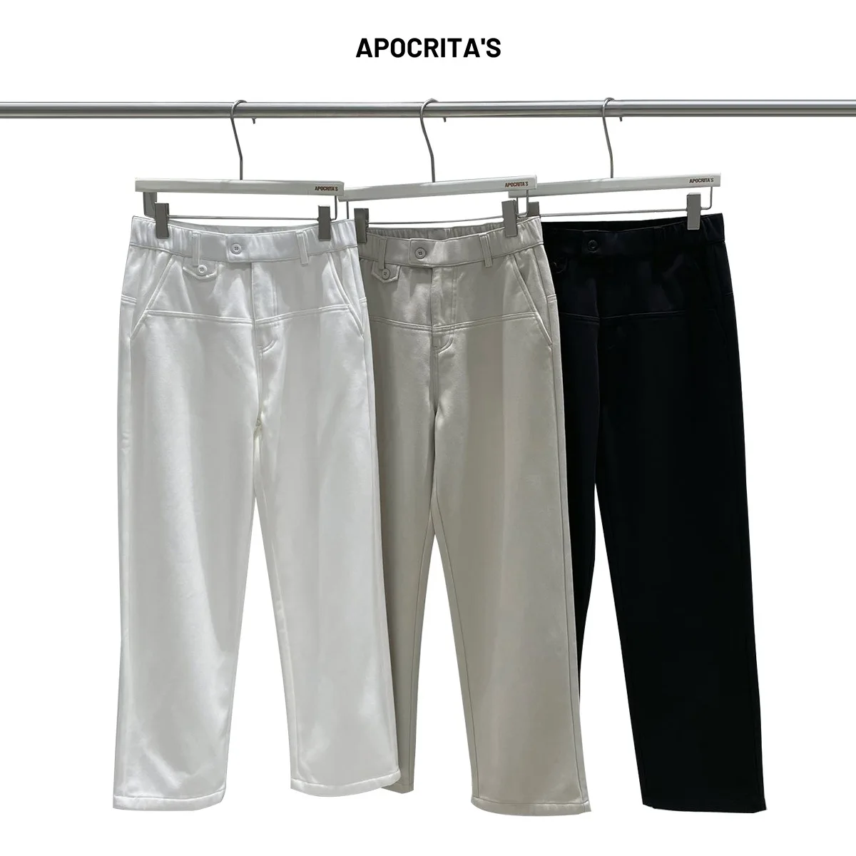 

Men's Busin Casual Pants Straight Leg Loose Fit Thiened Autumn Winter Versatile White Long Trousers Cotton Blend