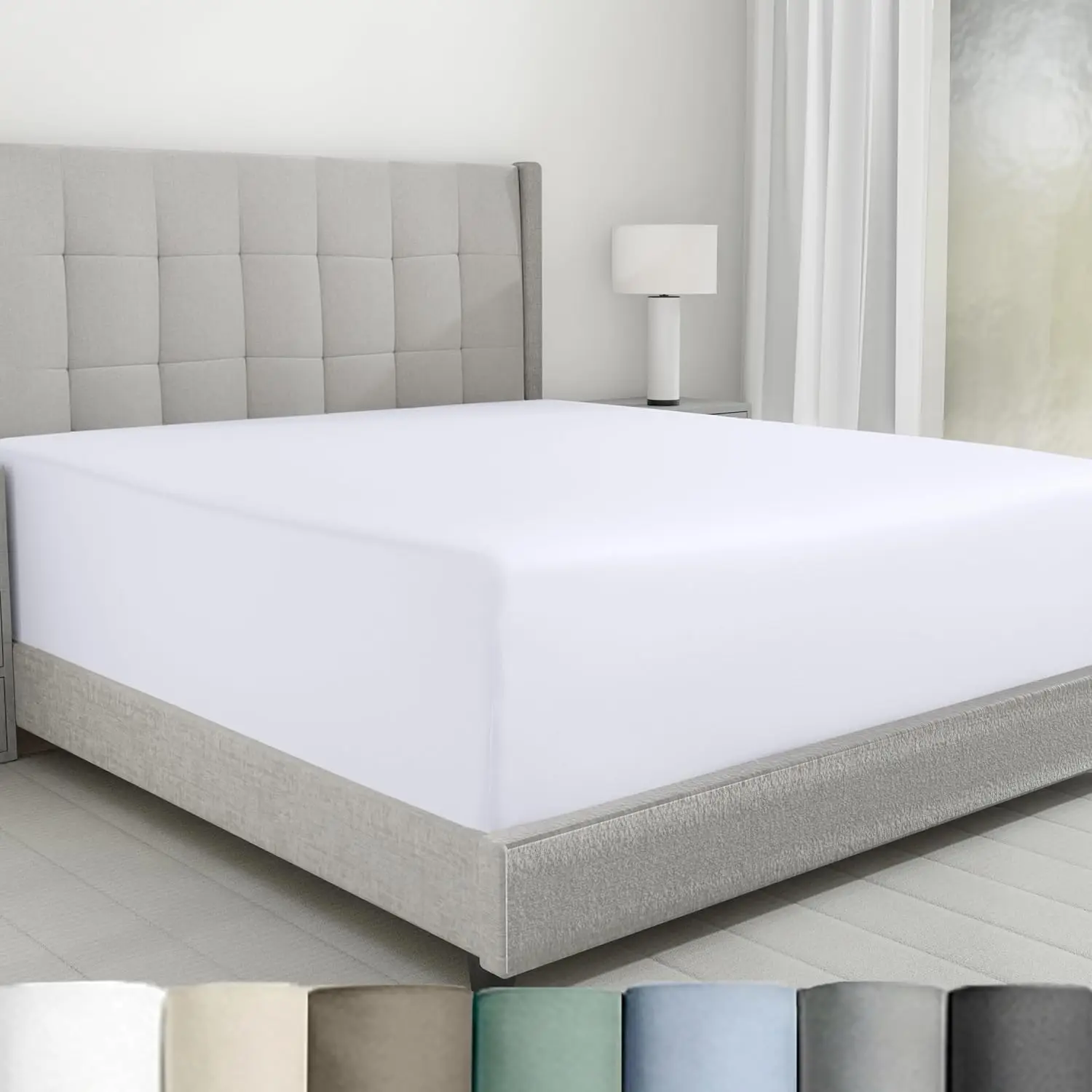 

Простыня на резинке King Size - 100% хлопок, сатин 600 нитей, глубокие карманы, мягкая и дышащая
