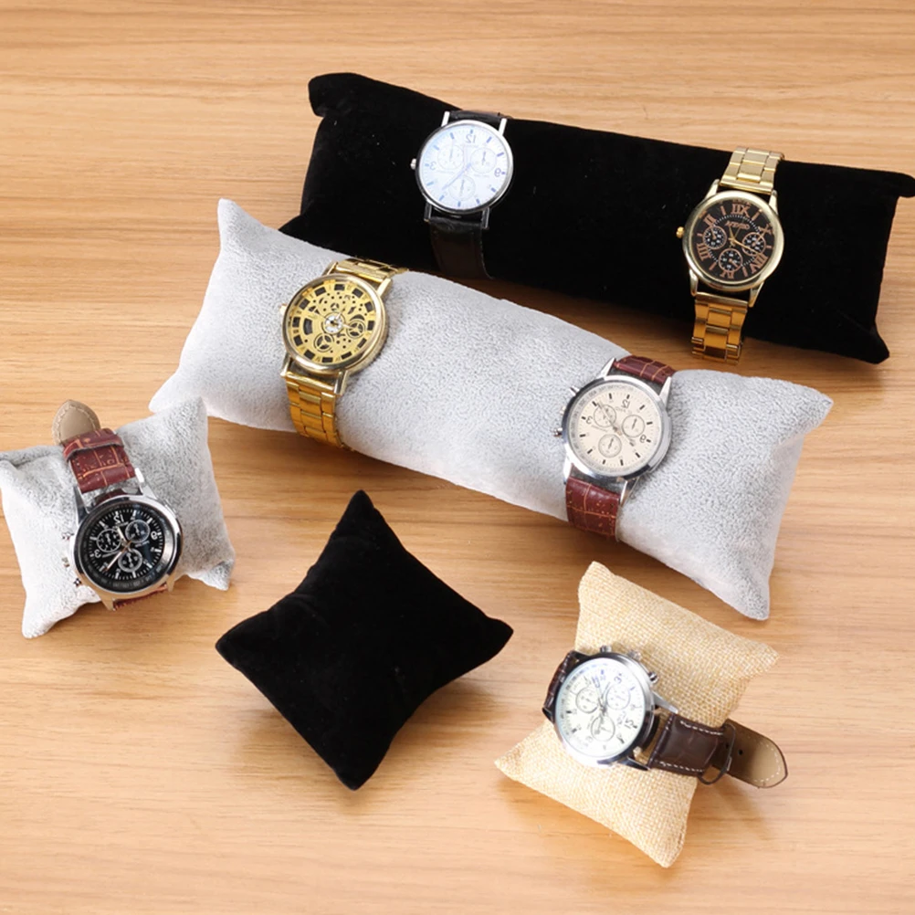 

Long Watch Display Pillow Black Velour Long Size Flannel Cushion for Bracelet Jewelry Accessories Show Case Home Use Durability