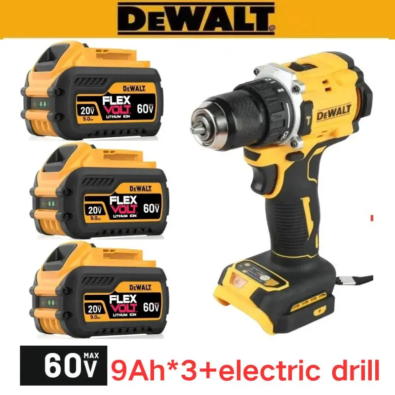 100% Original DeWalt 60V 9.0Ah MAX Battery Power Tool Replacement Lithium ion battery+Charger+electric drill