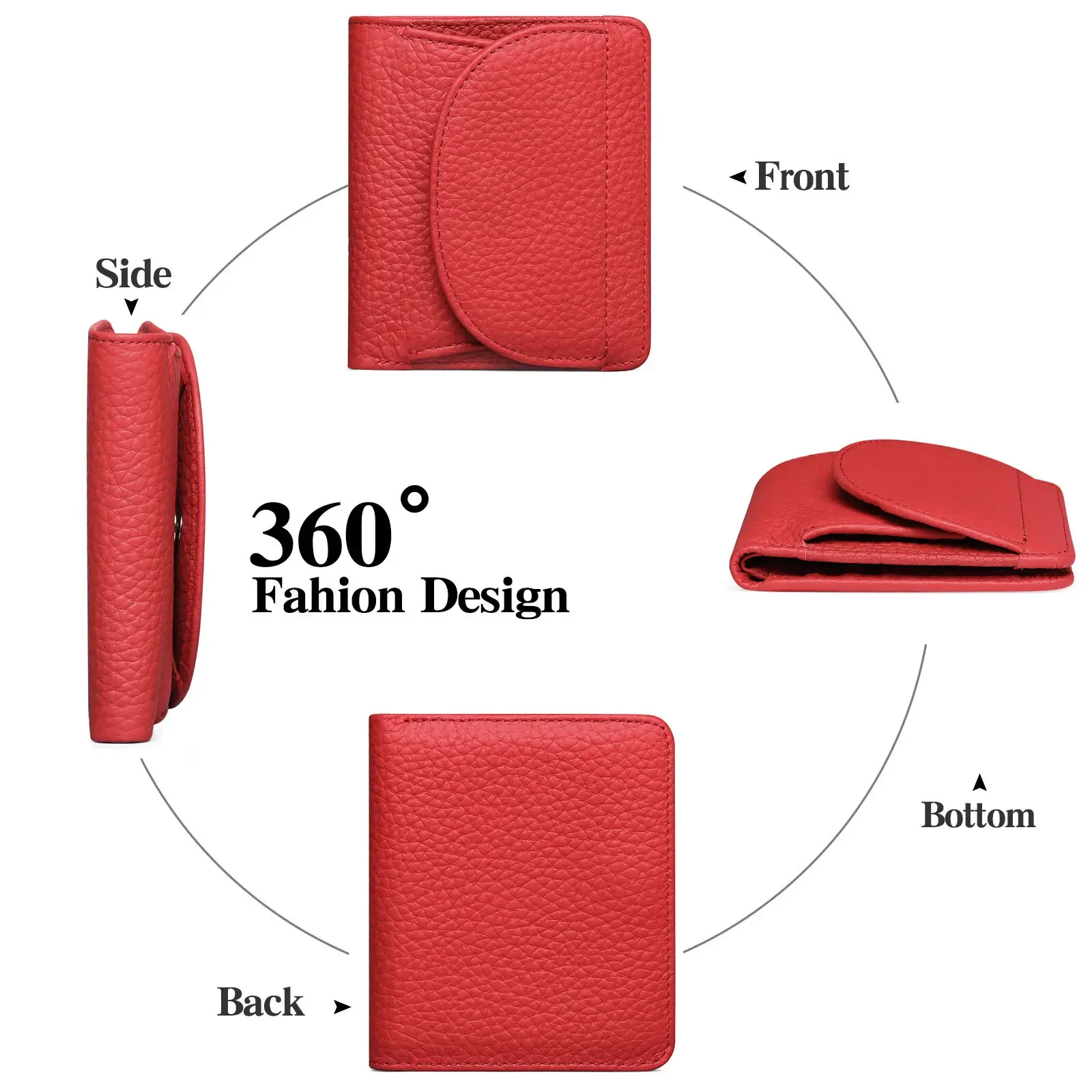 Damesportemonnee Korte tweevoudige vrije tijd Kleine portemonnee RFID Creditcardhouder Koeienhuid Mini-munt Ultradun zakje