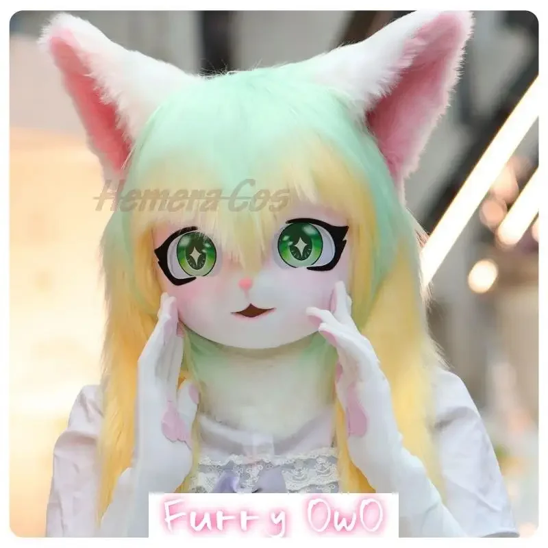 Fursuit Kigurumi Headsets Furry Cosplay Costumes Comiket Furries Animal Doll Cat Kwaii Cat Paw Glove Furries Anime Expo Doll Tai