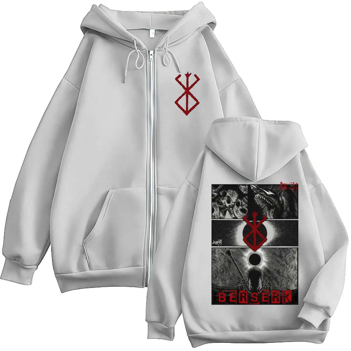 Anime Berserk Vintage Harajuku Hoodies Manga Gatsu Griffith Zodd Men's Tracksuit Fleece Warm Oversized Casual Jackets Streetwear view 6