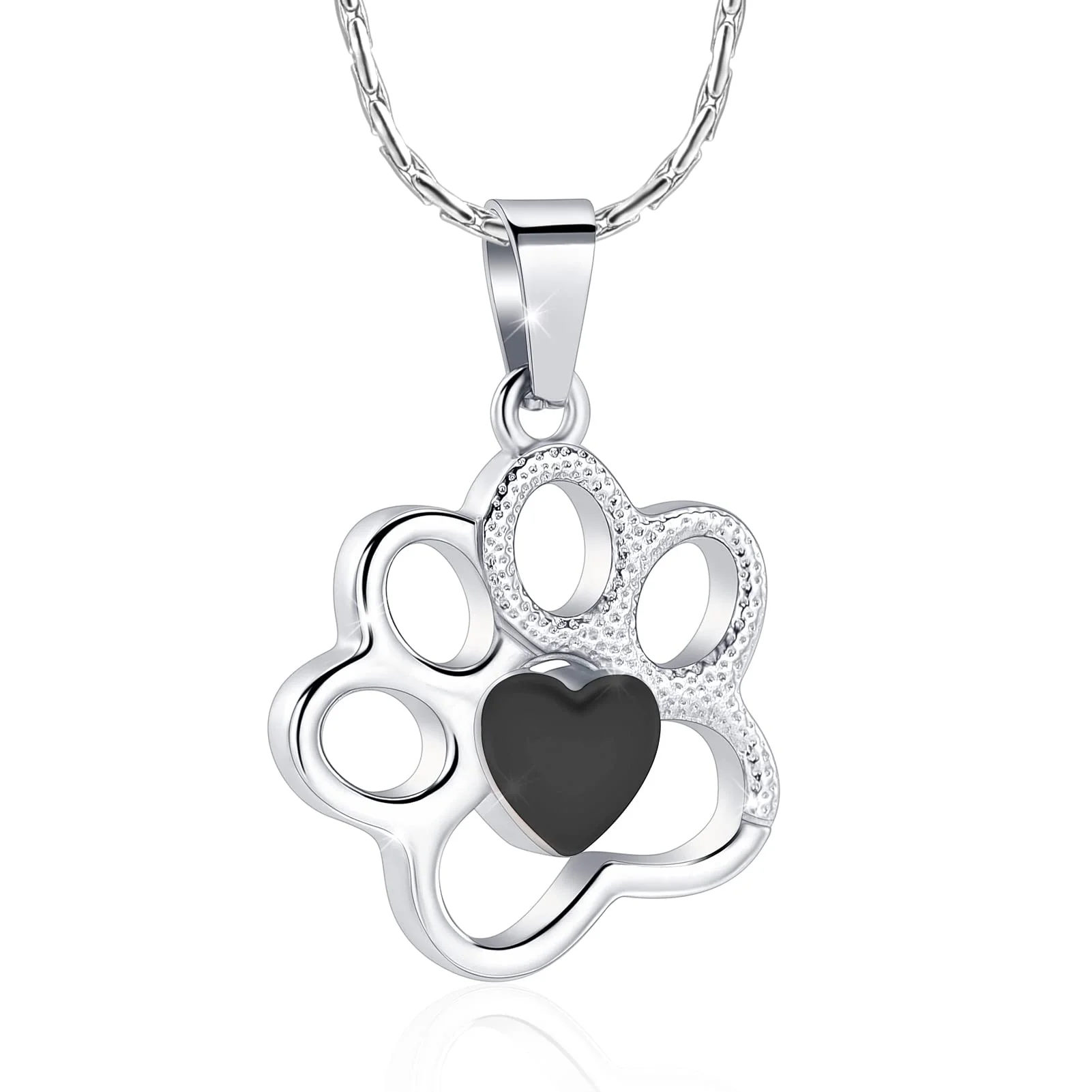 Pet Paw Urn Necklace for Ashes for Dog/Cat Cremation Jewelry for Ashes Holder Keepsake Memorial Jewelry