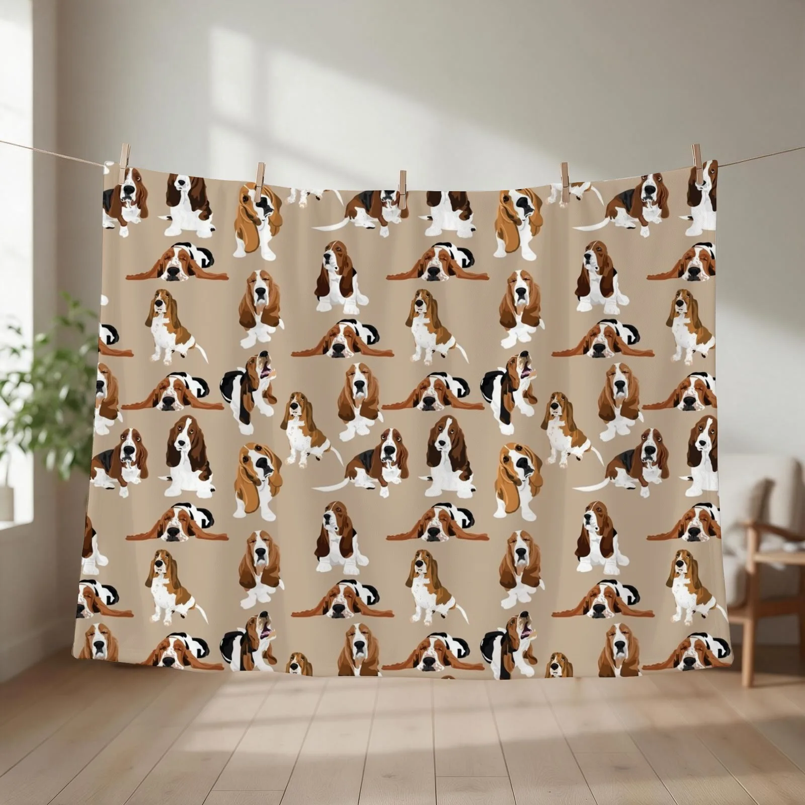 Basset Hound Throw Blanket couch cozy soft plush fuzzy picnic outdoor blanket