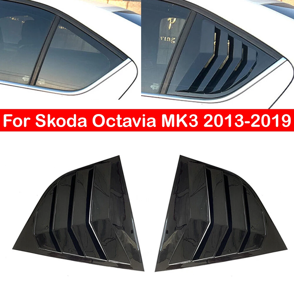 For Skoda Octavia MK3 2013-2019 Car Rear Louver Window Side Shutter Cover Trim Sticker Vent Scoop ABS Carbon Fiber Accessories