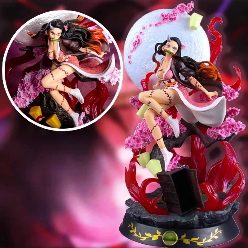 

Anime Demon Slayer Nezuko Kamado Demon Form Cube Art GK Figure with Blood Effects Large Scale Statue Decor Gift