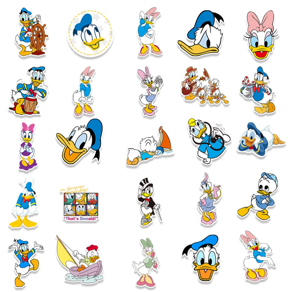 10/30/50pcs Disney Cute Donald Duck Cartoon Stickers for Kids DIY Phone Scrapbook Diary Stationery Waterproof Cute Sticker Toy