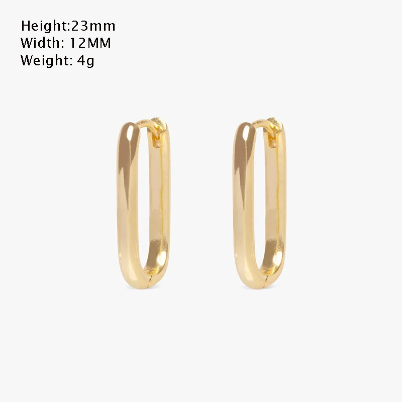 SIPENGJEL Simple Square Circle Hoop Earrings for Women Rectangle Geometric Elegant Ear Buckle Earrings Wedding Jewelry