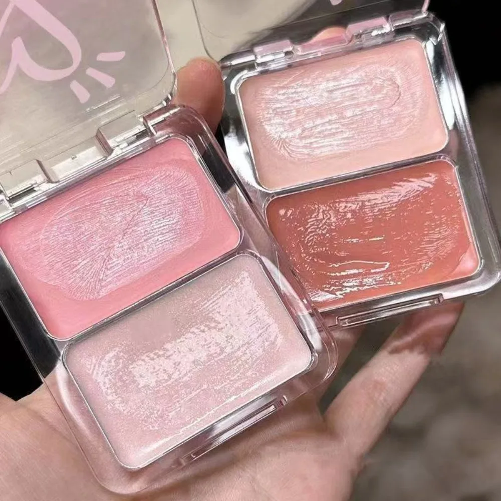 Water Lichte Wang Blush Crème 2-kleuren Hydraterende Make-up Rouge Langdurige Waterdichte Hoogglans Blusher Gezichtsmake-up Cosmetisch