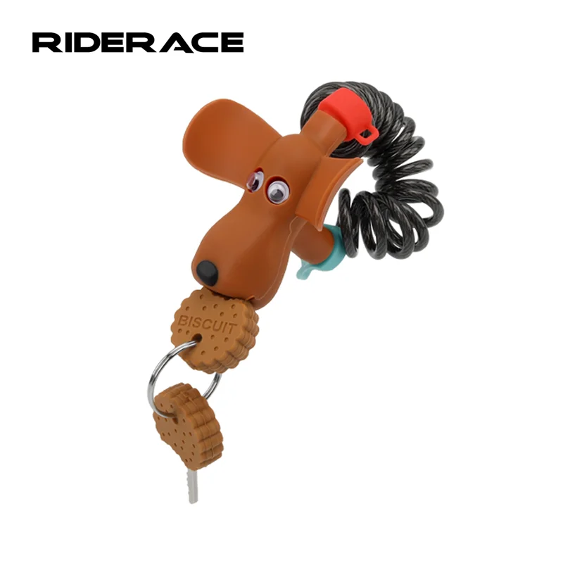 

RIDERACE Bicycle Password Silicone Chain Lock Cute Dog Portable Anti-theft High Security Scooter Mountain Bike Lock with Keys