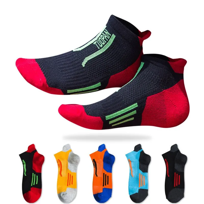 3 Pairs Men Sport Running Socks Outdoor Cycling Socks Breathable Cotton Men Basketball Socks Camping Fitness No Show Gym Socks