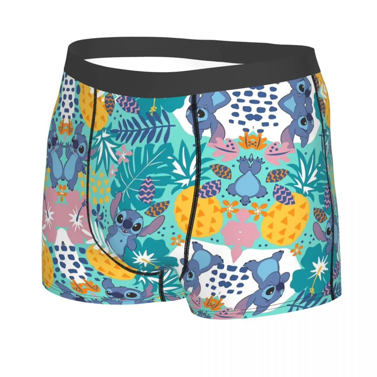 Custom Male Fashion Stitch Tropical Forest Cartoon Underwear Boxer Briefs Stretch Shorts Panties Underpants