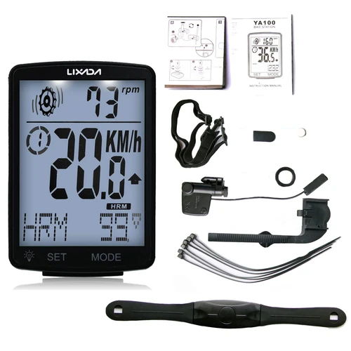 Imagen 1 del producto LIXADA-ordenador inalámbrico 3 en 1 para bicicleta, dispositivo con pantalla LCD, Sensor de ritmo cardíaco, velocímetro, odómetro, IPX7, resistente al agua