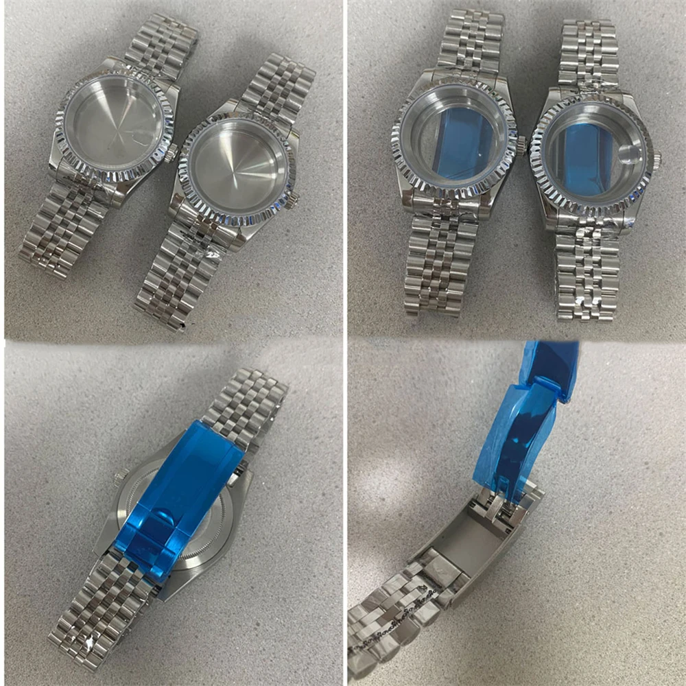 39MM Dog-tooth Ring Log Sapphire Glass Watch Case Stainless Steel Watch Case  for NH35 NH36 Movement