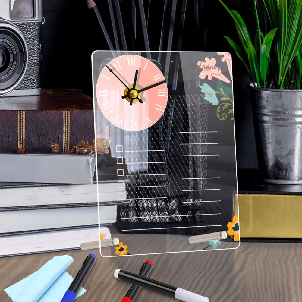 1Set Desktop Memo Board Clear Acrylic Writing Surface Dry Erase Planner for Home Office Scheduling Task Management Tool