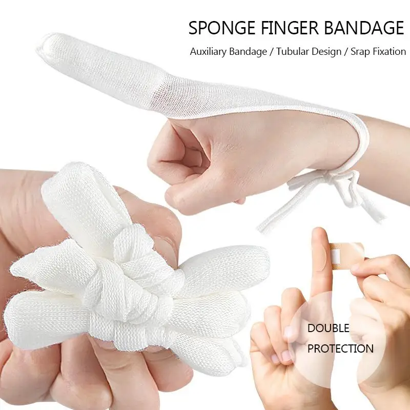 

Tubular White Finger Bandage Protector Fixed Bandage Finger Scratch Auxiliary Care Gauze Sports Dressings Prevent Collision