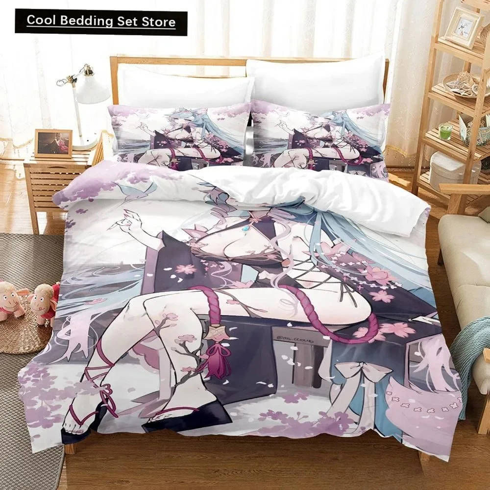 

3D Anime Sexy Girls Silvervale VTuber Bedding Set Single Twin Full Queen King Size Bed Set Adult Kid Bedroom Duvet cover Sets