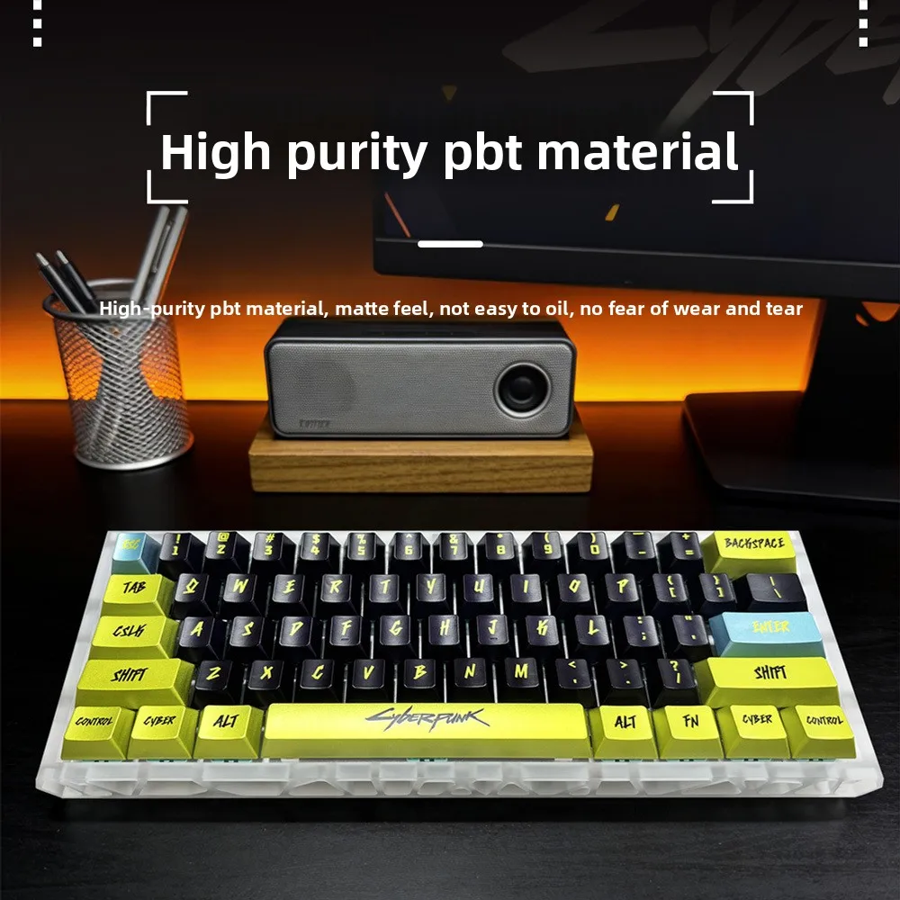 Cyber Metallic Paint OEM Profile PBT Keycaps Dye Sublimation Custom Keycaps for Mechanical Keyboard 61/68/87/104 Keys