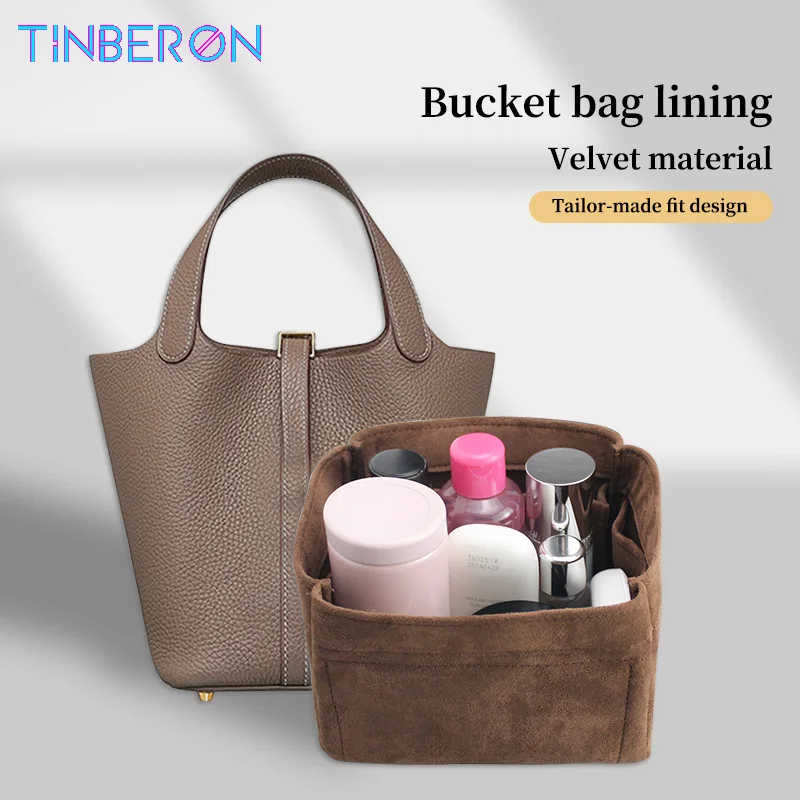 TINBERON Velvet Purse Organizer Insert Cosmetic Bag Portable Travel Makeup Handbag Inner Large Capacity Storage Organizer Insert