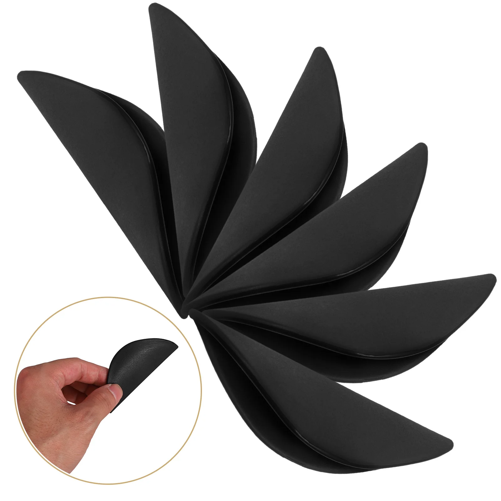 

6pcs Semicircle Edge Pull Handles Black Sticky Cabinet Pulls For Kitchen Cupboard Wardrobe Drawer Durable Plastic Door Handle