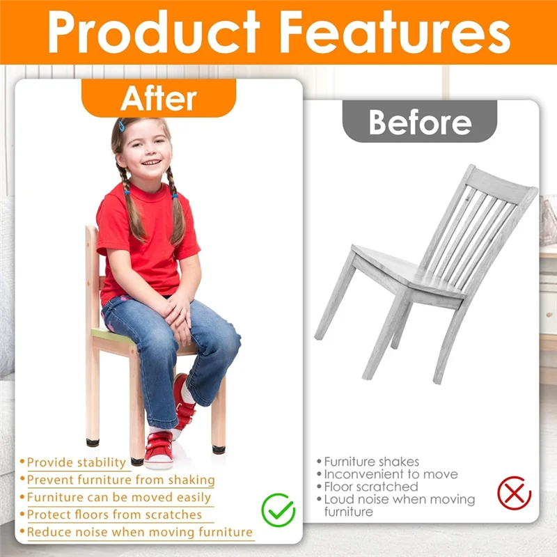 AEE6-20Pack verstelbare meubellevelers met vloerbeschermers, 3/8 inch zware stelvoeten met rubberen pads, voor tafels