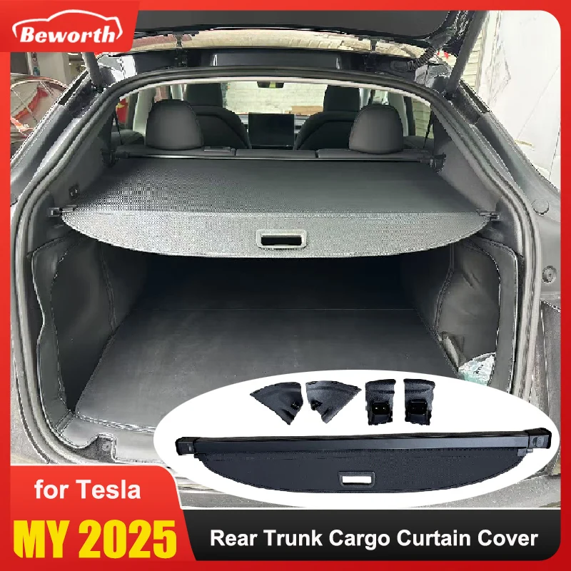 

For Tesla Model Y Juniper 2025 Rear Trunk Cargo Cover Retractable Partition Luggage Carrier Curtain Protector car Accessories