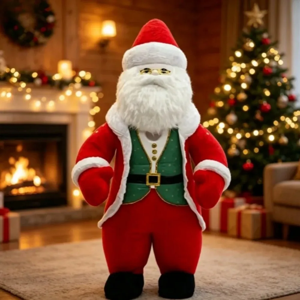Inflatable Santa Claus Mascot Costume Adult Size Walking Doll for Christmas Halloween Carnival Party No Battery No Charger