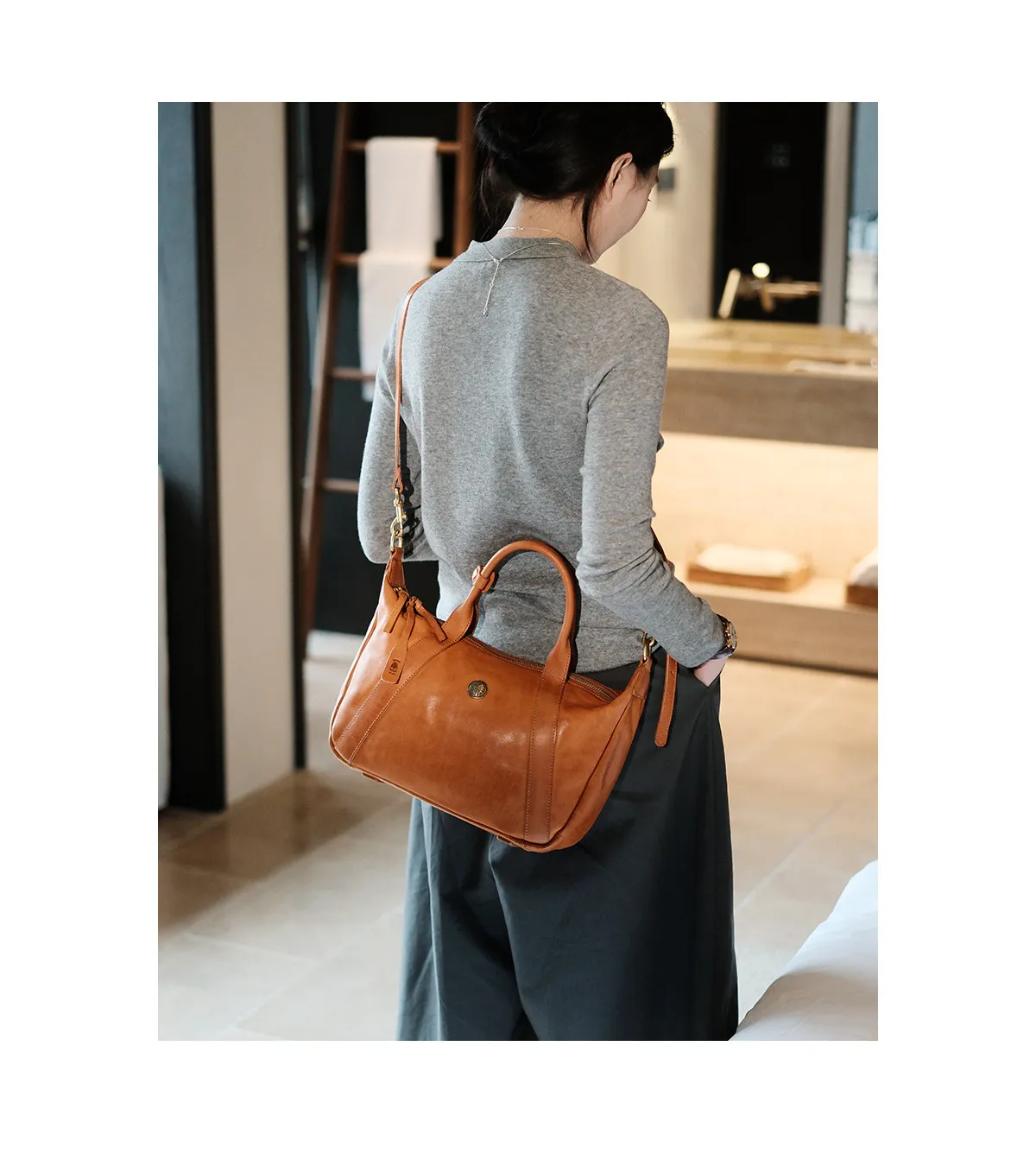 PNDME Organizer Designer handgefertigte Damenhandtasche aus echtem Leder, modische Luxus-Umhängetasche aus Rindsleder mit großem Fassungsvermögen – Detail 7