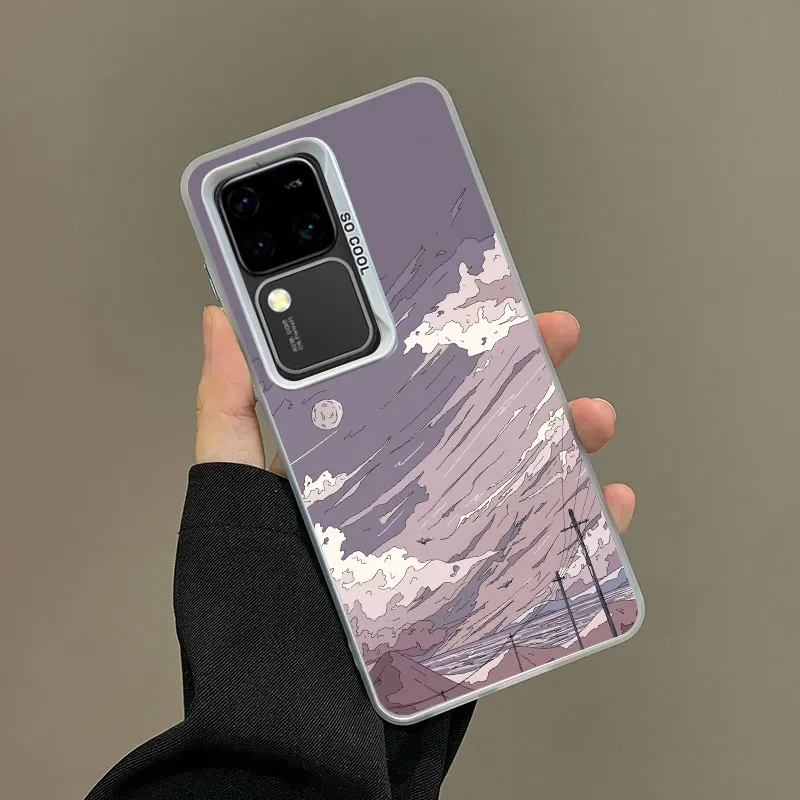 

Anime Art Painting Sky Landscape Laser Phone Case For Samsung S25 S22 Ultra Plus S21 FE S24 S23 Ultra Plus FE Shockproof Covers