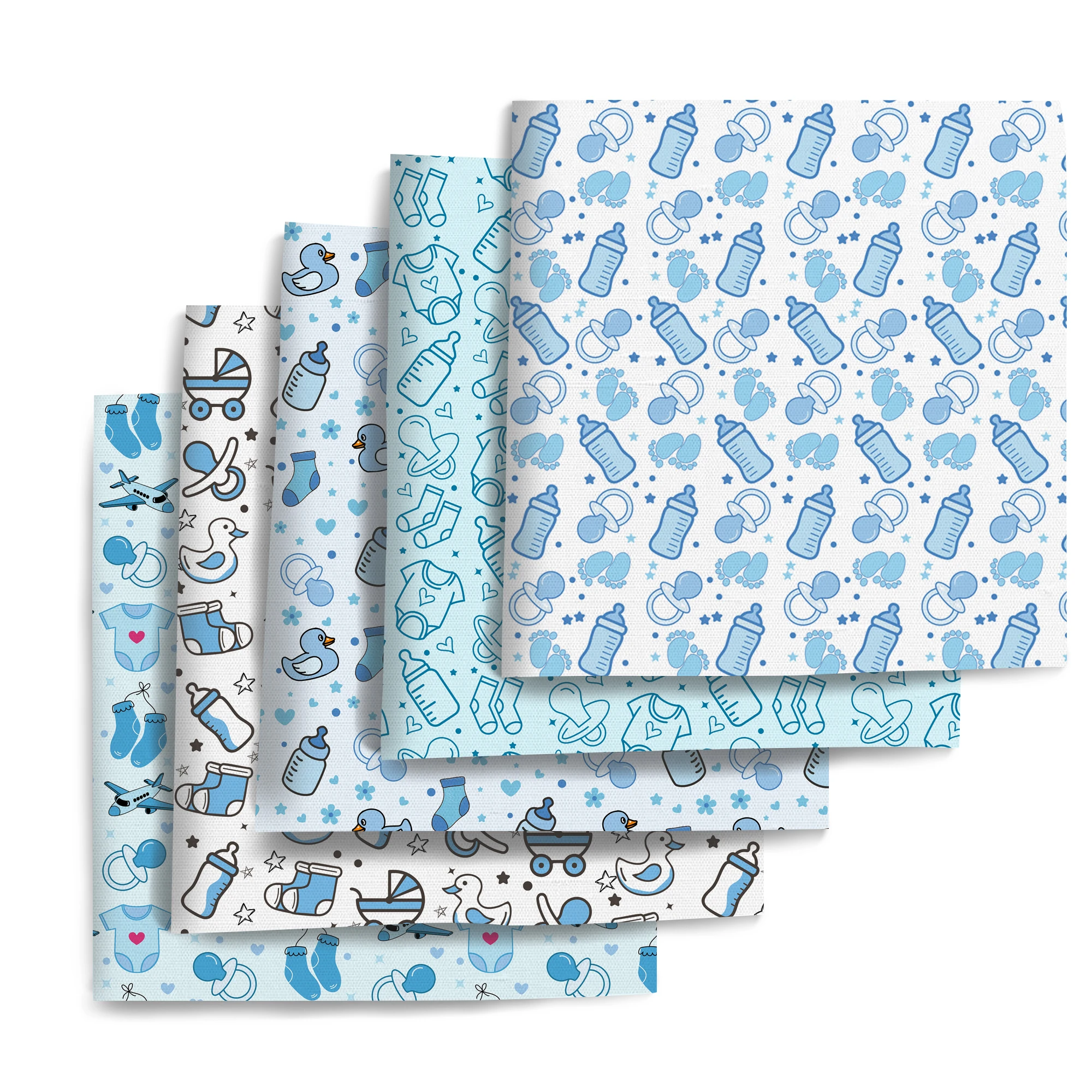 Pre-cut 5pcs/set Baby Boy Quilting Fabric Bundle - 7.87x7.87 Inch (20x20cm) Pre-Cut Polyester Fabric
