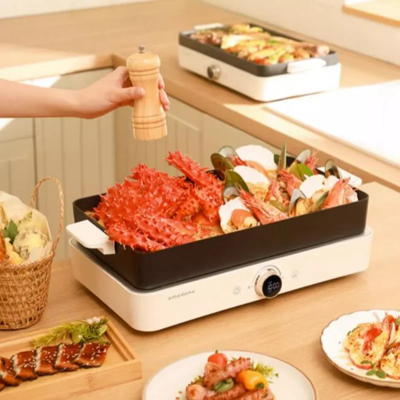 5L Electric Baking Tray, Barbecue Stove, Hot Pot, Frying, Rinsing, Grilling, Smokeless Multifunctional Cooking Pot