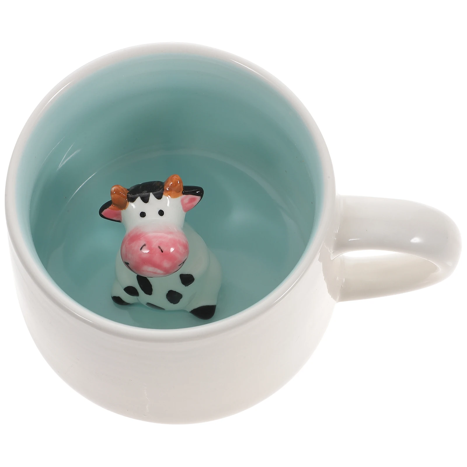 

375Ml 3D Cow Mug Ceramic Coffee Cup for Animal Inside Design Morning Tea Drinkware Gift for Her Home Office Use