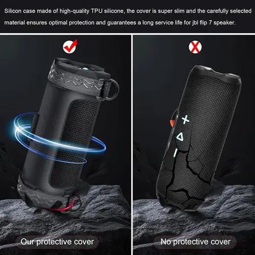Imagen 2 del producto ZOPRORE Funda de Silicona para Altavoz Bluetooth JBL Flip 7, Piel Suave de Viaje con Fijación de Bicicleta y Correa para el Hombro