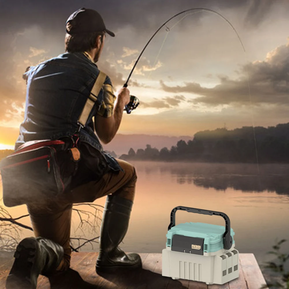 Double Layer Fishing Tackle Box Big Fishing Tool Box Multifunction Rod Holder Cup Holder Storage Box Goods For Fishing Accessory