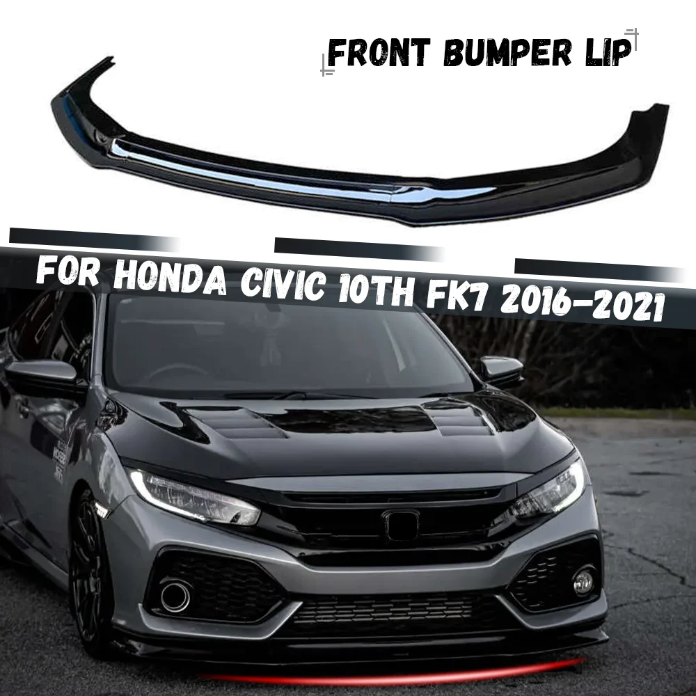 Front Bumper Spoiler Lip For Honda Civic 10th FK7 Hatchback SI 2&4 Door 2016-2021 Car Lower Splitter Lip Protector Kit