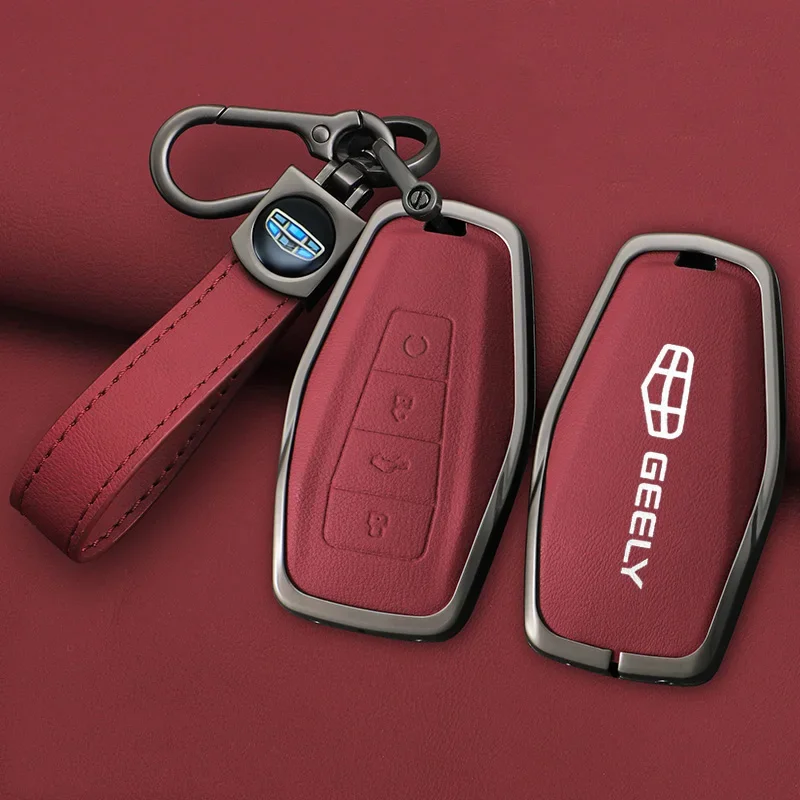 

Zinc Alloy Leather Car Remote Key Case Cover Holder Shell For Geely Emgrand X7 EX7 Coolray 2019-2020 Auto Fob Accessories